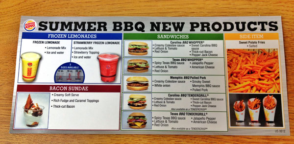 Burger King Summer Menu
