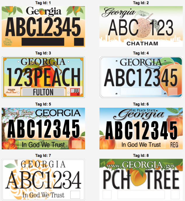 Georgia license plate designs
