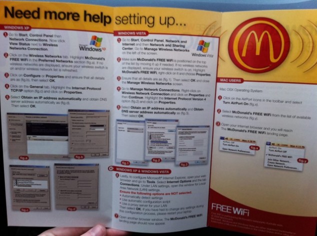 McDonald's wi-fi instructions