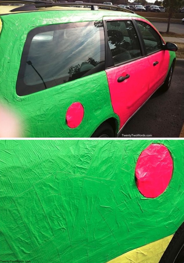 Neon Duct-taped car