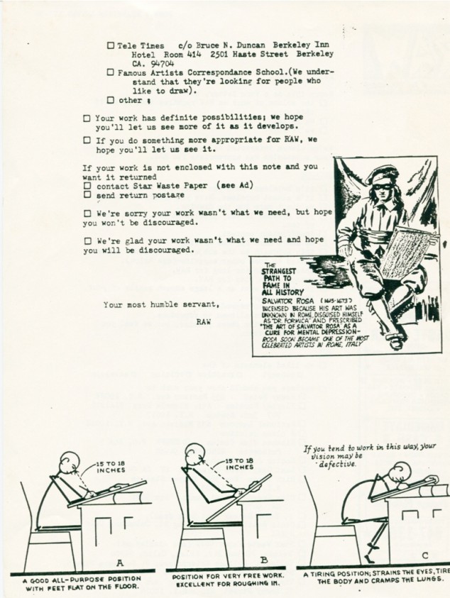 Raw Magazine's Rejection Form Letter - 02
