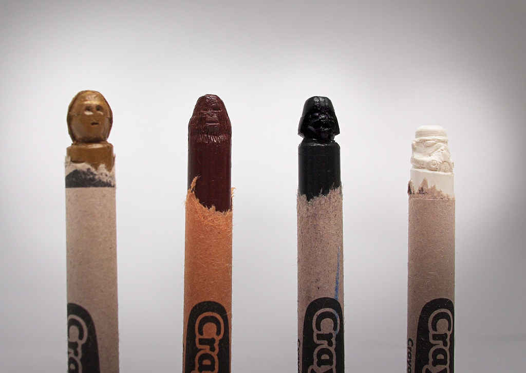 Star Wars Funny Character. Crayons carved into Star Wars
