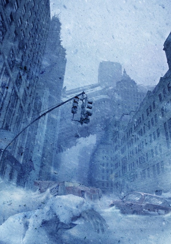 Image of winter in a postapocalyptic downtown