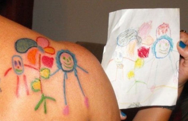 Tattoo of a child's drawing