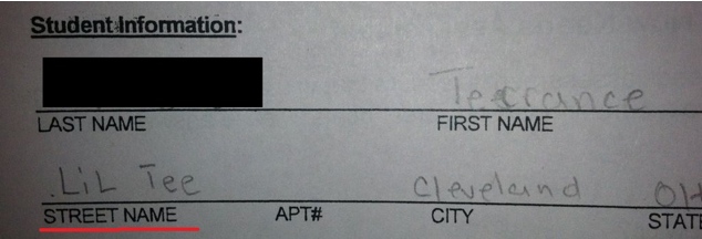 street name