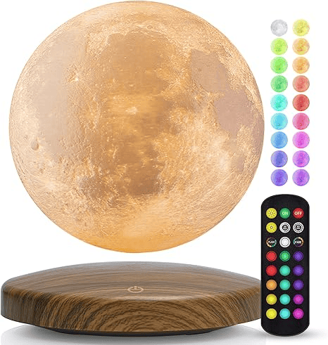 Floating Moon Lamp displaying vibrant colors