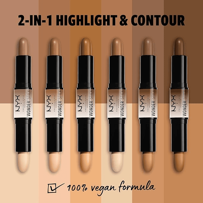NYX Wonder Stick for light skin with one darker contour and one lighter highlight side