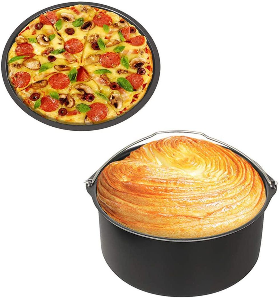 Steel Pizza Pan Baking Cake Barrel Air Fryer Accessories For Gourmia