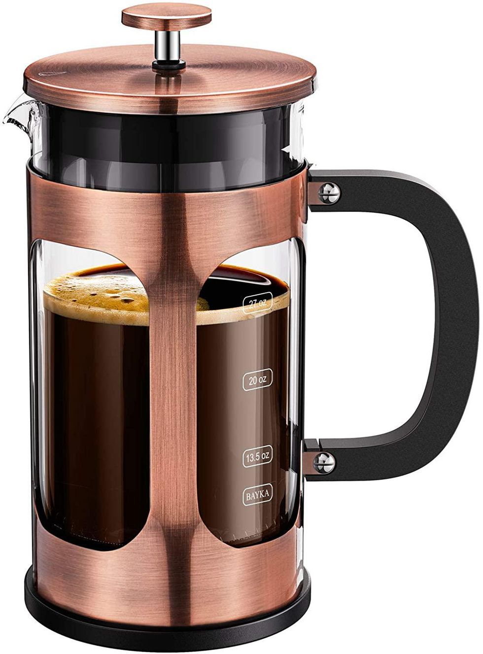 Coffee Canister With Airtight Lid, 21 oz, Copper, Bayka