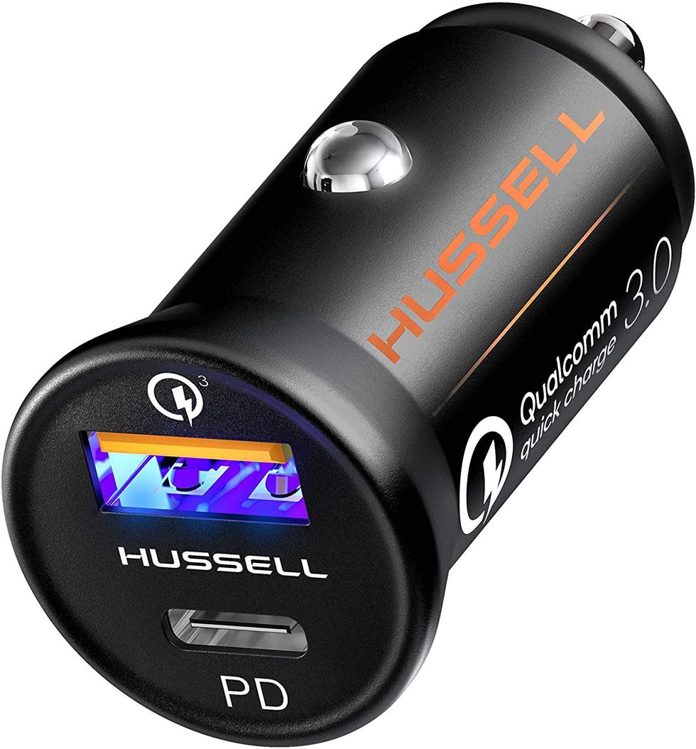 Hussell Car Charger Adapter - 3.0 Portable USB w/Fast Charge Technology &  Dual Ports - Compatible w/Apple iPhone, Android, Tablet or Other USB Device