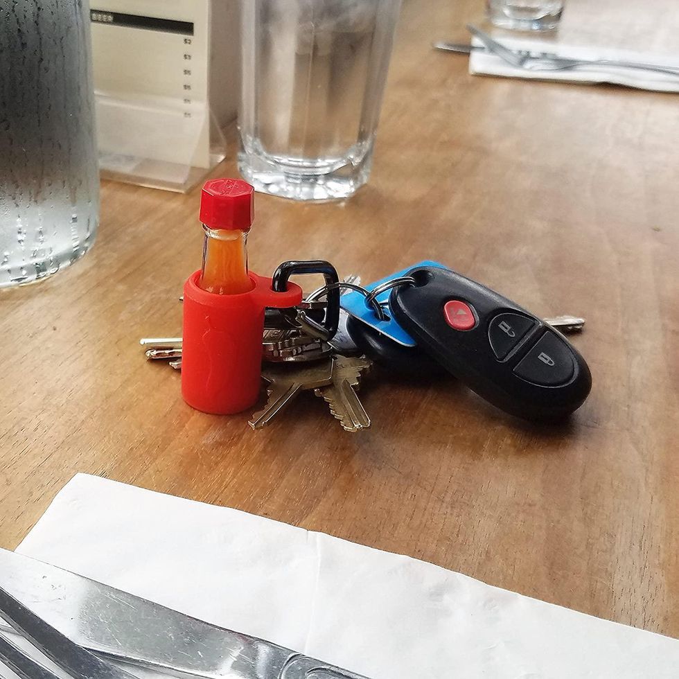 Tabasco Sauce Keychain Keyring Key Ring & FREE Mini 1/8 Oz Bottle Hot Sauce
