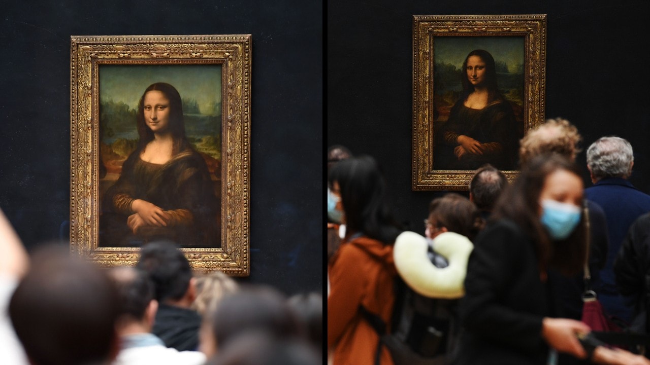 Man Disguised as Woman Throws Cake at Mona Lisa
