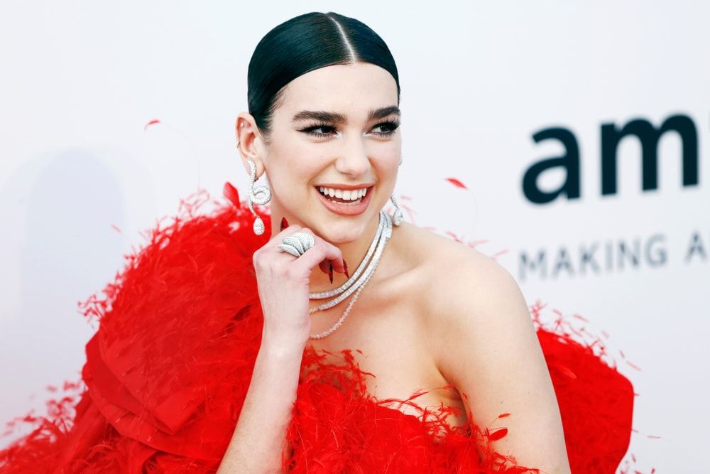 Dua Lipa's black leather strapless top is actually just belts