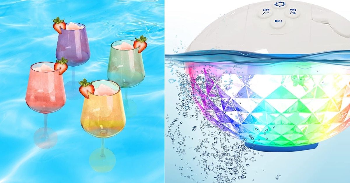 Floating Wine Glasses for Pool Set of 4 Shatterproof Poolside Wine