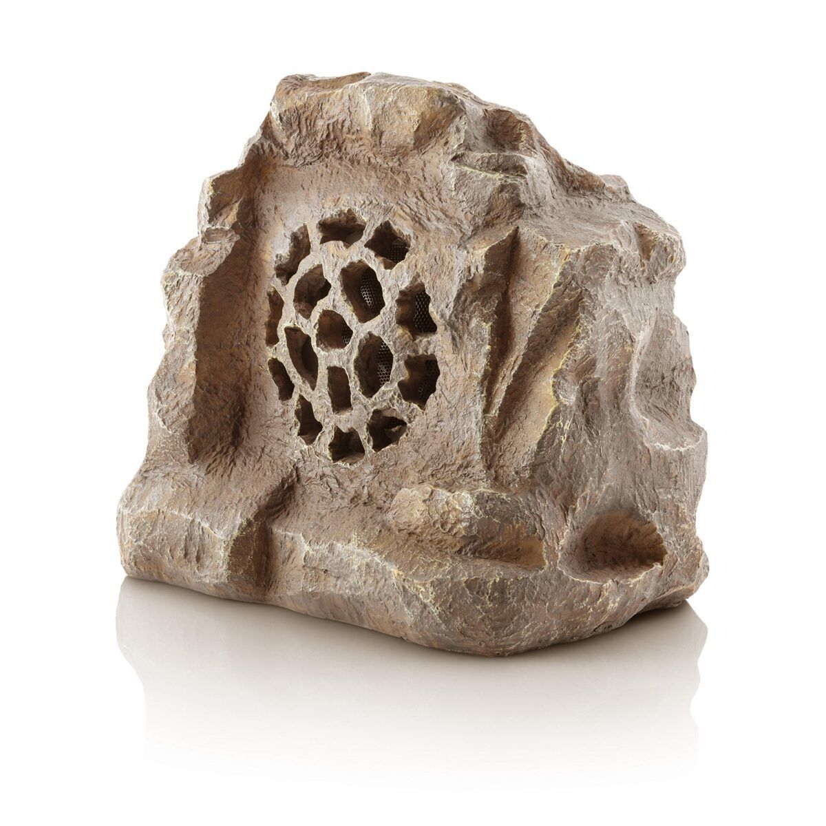Alpine Corporation Weather-resistant Bluetooth Solar-Powered Outdoor Wireless Rock Speaker, Brown