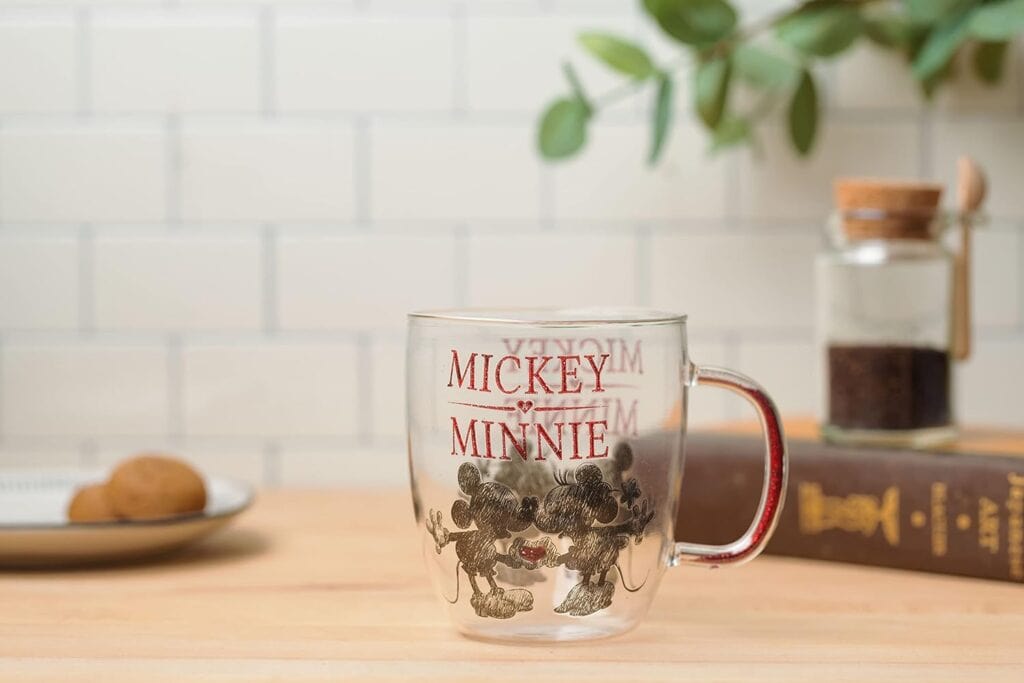 Disney Mickey Valentine Glass Can Iced Coffee Cup