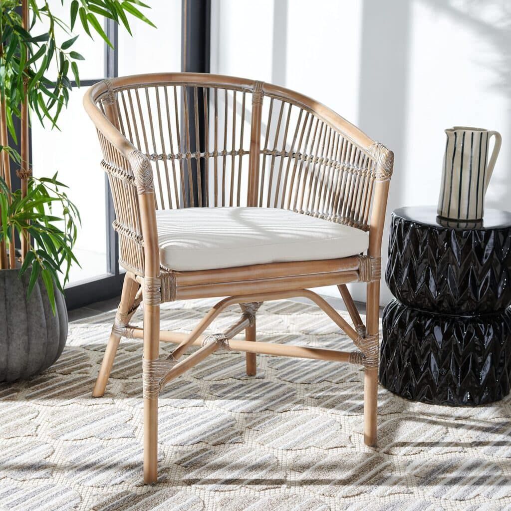 Add a Casual Coastal Feel to Any Room with the Safavieh Olivia Rattan Chair - Save Over 40% on This Coastal Accent Chair