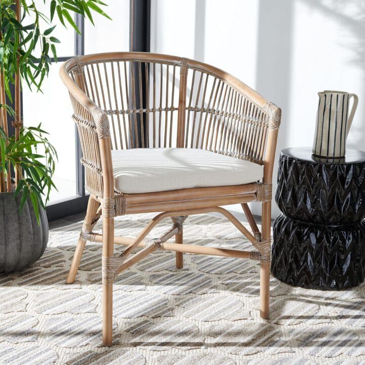 Add a Casual Coastal Feel to Any Room with the Safavieh Olivia Rattan Chair - Save Over 40% on This Coastal Accent Chair