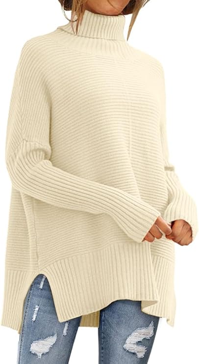 EFAN Women's Turtleneck Oversized Sweaters Fall Outfits Clothes Trendy Fashion Long Pullover Knit Winter Tunic Tops