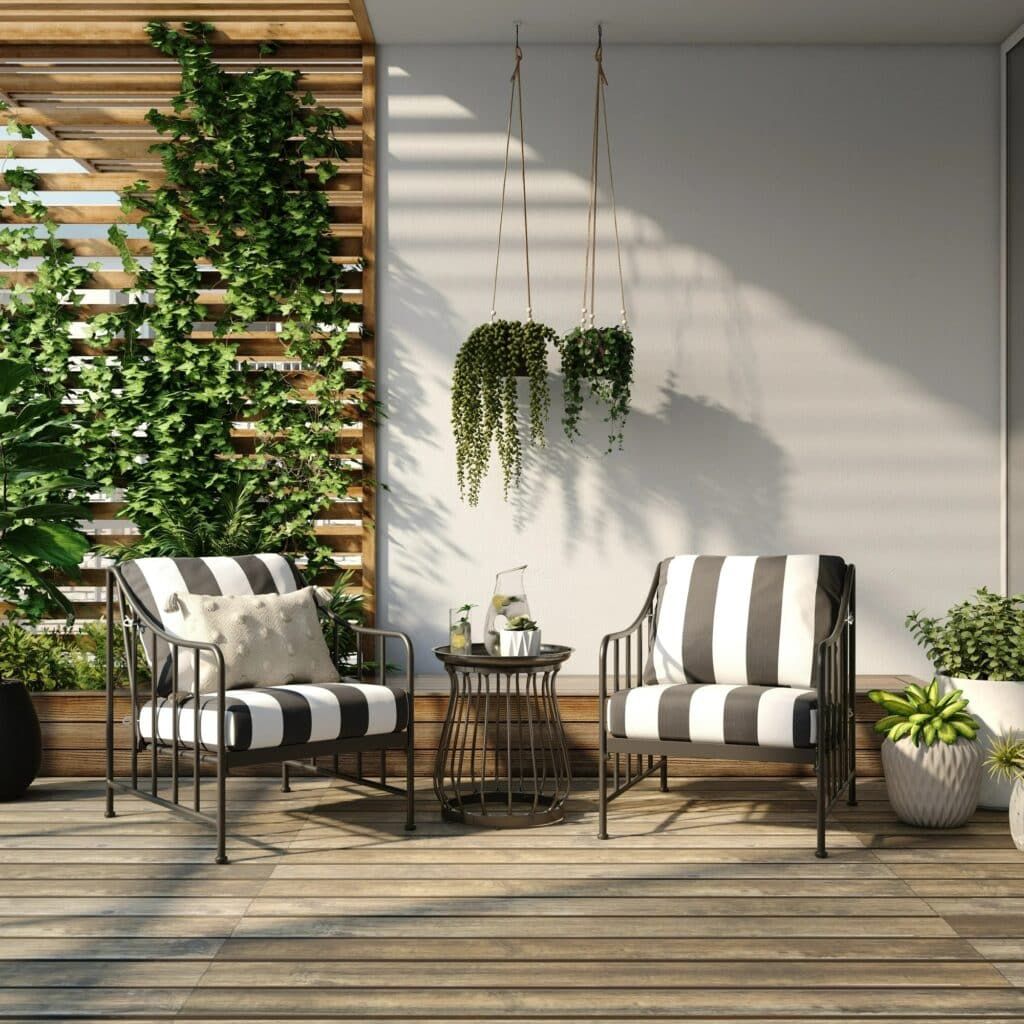 black and white patio set
