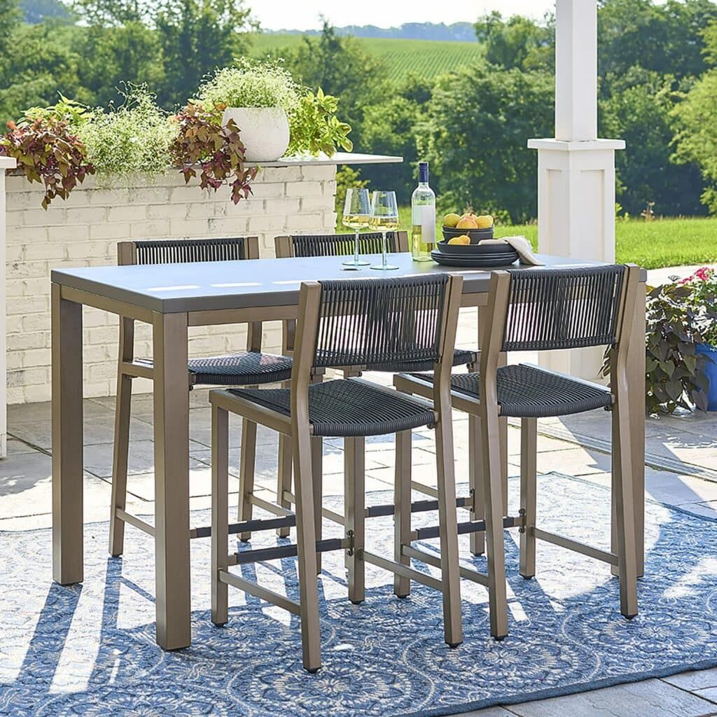 High-top dining set in patio