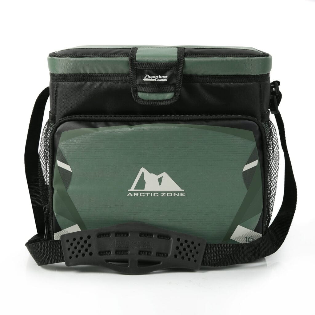 Arctic Zone Zipperless 16 Cans Soft Sided Cooler with Hard Liner, Sea Foam Green
