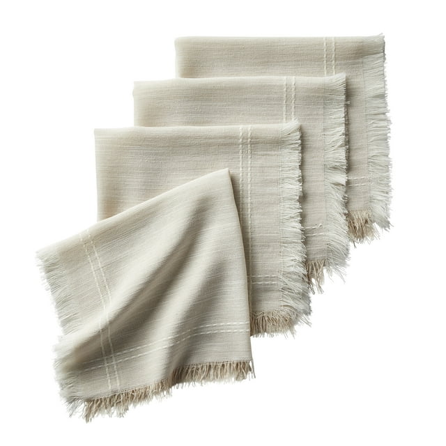 Better Homes & Gardens BG FRINGE 4PK NP - 20 x 20 - Beige - 57% Polyester/43% Cotton