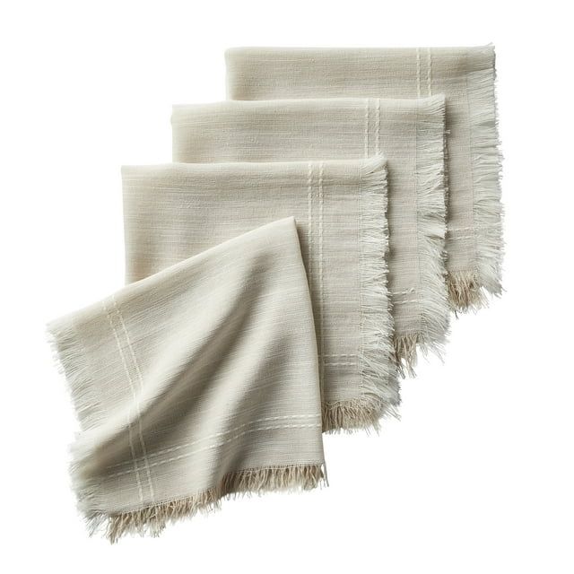 Better Homes & Gardens BG FRINGE 4PK NP - 20 x 20 - Beige - 57% Polyester/43% Cotton