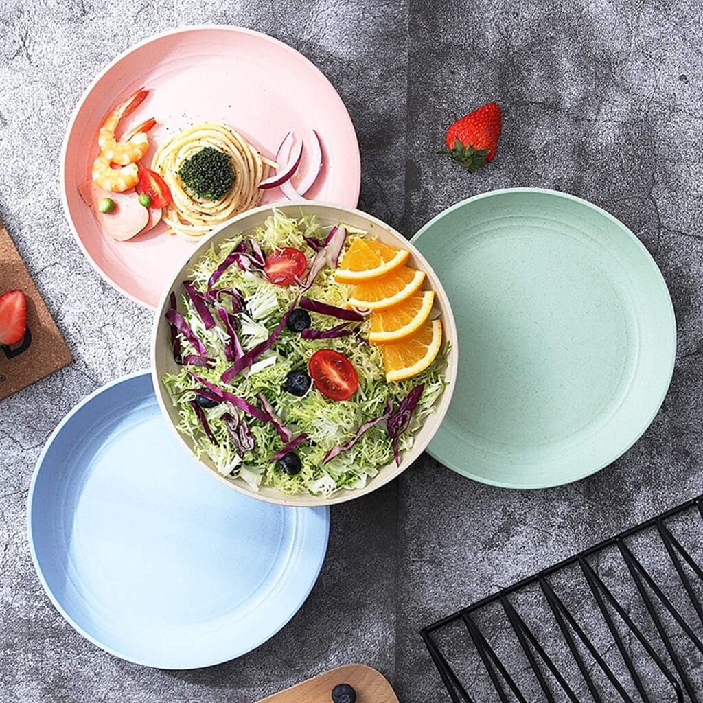 AYAOQIANG Wheat Straw Dinnerware Sets of 6 (42 PCS) Unbreakable Dinner Set Reusable Plates and Bowls Sets Lightweight, Microwave Dishwasher Safe Perfect for Camping, Picnic Campervan