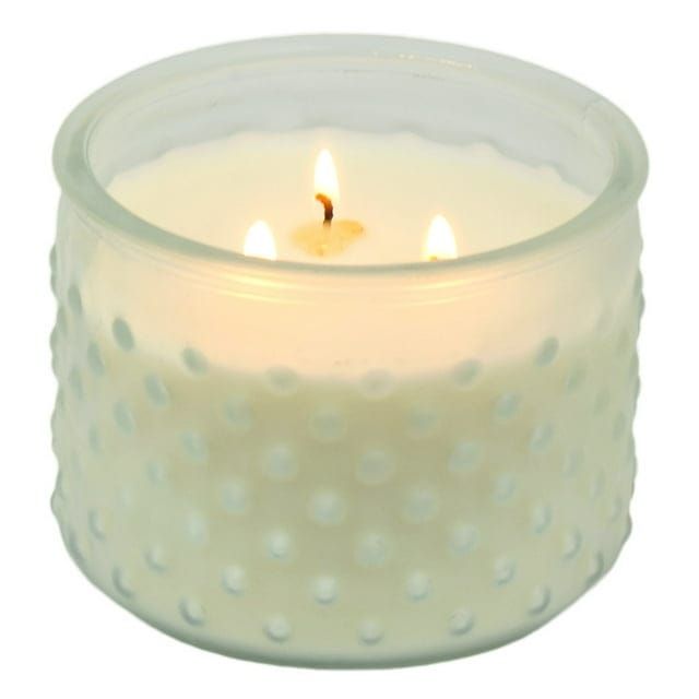 Mainstays Outdoor Glass Citronella Frosted Hobnail Jar Candle, 11.5 Ounce
