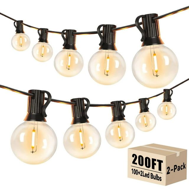 DAYBETTER 200ft Outdoor String Lights, E12 G40 with 100 Edison Vintage Bulbs, Waterproof Hanging Lights for Garden