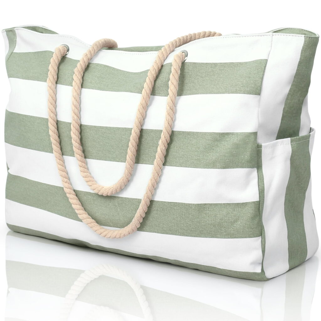 oscaurt Beach Bag Large Beach Tote Bag for Women Travel Weekender Bag with Zipper Waterproof Swim Pool Bag Travel Beach Essential