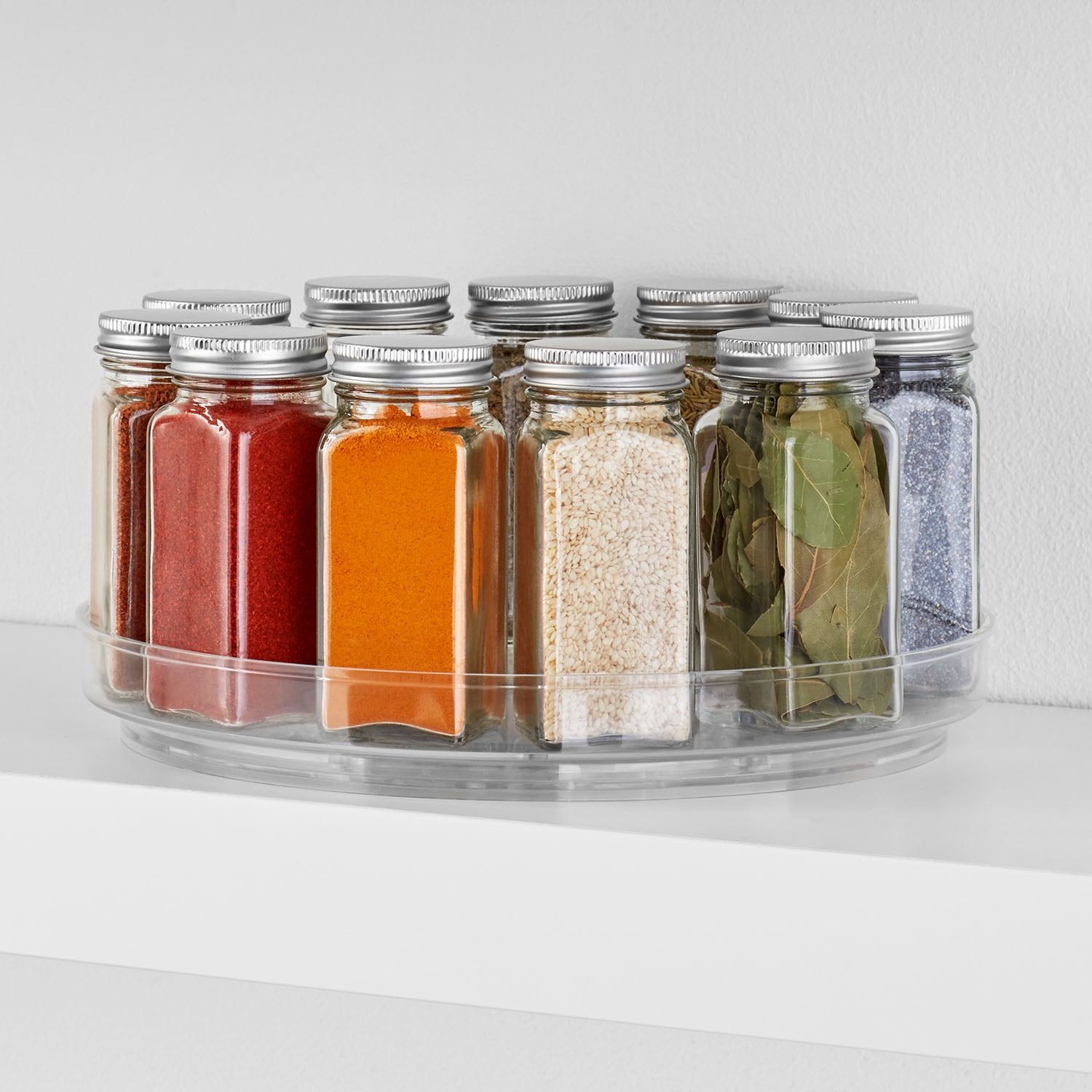 The Home Edit Clear Plastic Low Wall Turntable Modular Storage System Organizer, 10" x 10" x 1.36"