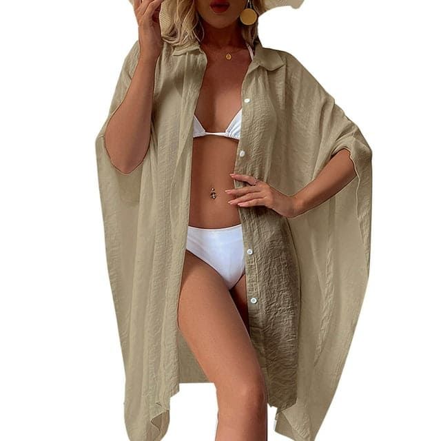 Swimsuit Cover Up for Women Plus Size Button Up Shirts Chiffon Kimono Cardigan Casual Beach Cover Ups Shermie