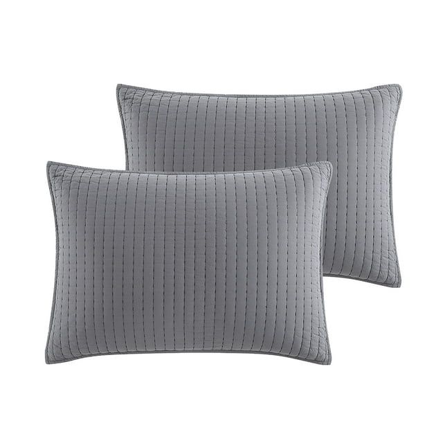 Better Homes and Gardens Standard Quilted Pillow Sham, Grey, 2 Pack