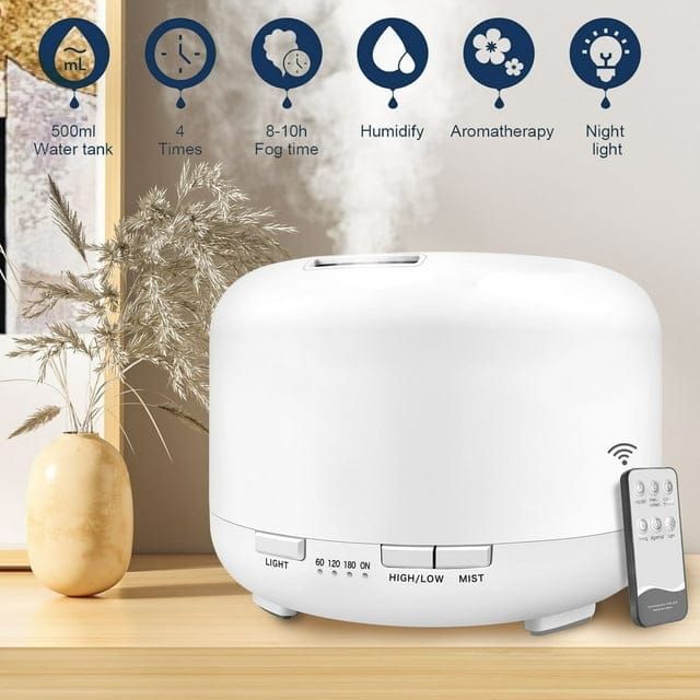 BCOOSS 500ml Essential Oil Diffuser with Remote Control , Aroma Diffuser Air Humidifier for Home