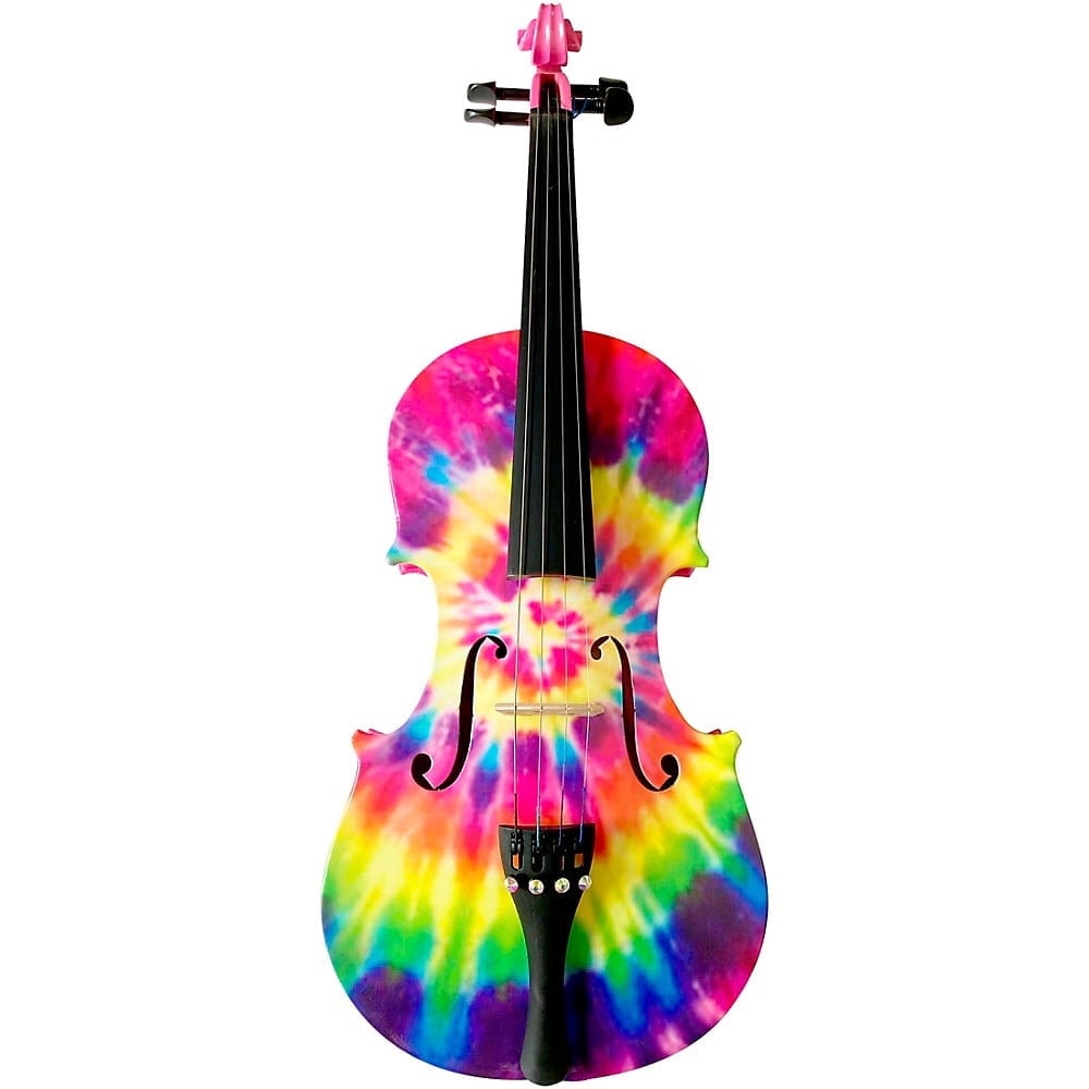 Rozanna's Violins Tie Dye Violin 1/2 with Brazilwood Bow Case, Crystal Fine Tuners, Rosin