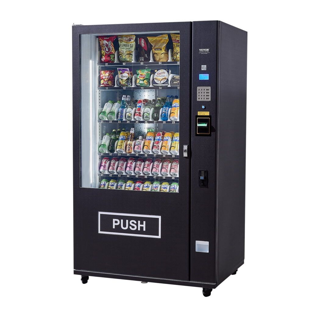 KFFKFF Chilled Dual-Purpose Vending Machine, 36 Compartments Commercial Beverage and Snack Dispenser with ICT Bill/Coin Recognition, 6-tiered Spacious Design for Enterprises, Retail Centers, Offices