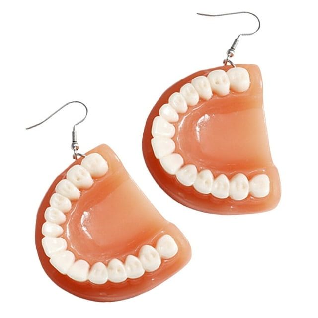 1 Pair False Teeth Drop Earrings Weird Earrings Women Funny Ear Jewelry Gift