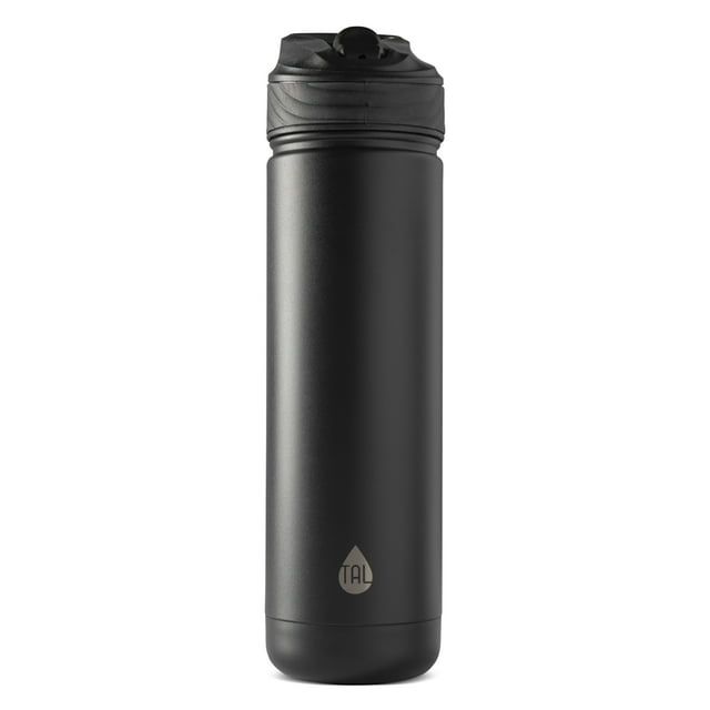 TAL Stainless Steel Ranger Water Bottle with Easy Sip Straw 26oz, Black