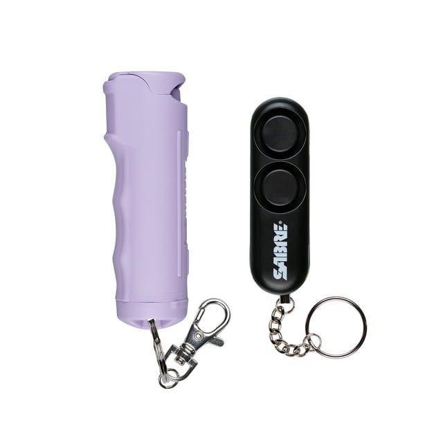 SABRE Pepper Gel & Personal Alarm Kit, Snap Clip and Key Ring for Easy Access, Lavender Pepper Spray