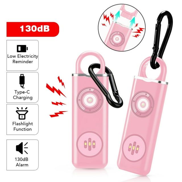 WSDCAM Personal Alarms 130db Emergency Self-Defense Security Alarm Keychain LED Flashlight for Women Girls Kids Elderly Explorer, Pink