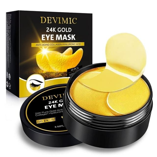 Devimic Golden Eye Mask, 30 Pairs Under Eye Masks for Dark Circles and Puffiness, Under Eye Patches for Puffy Eyes and Eye Bags, Gel Eye Mask Eye Pads for Face Skin Care