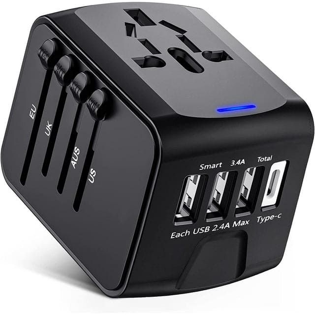 Universal Travel Adapter, Meromore European Travel Plug Adapter with Type C, Black
