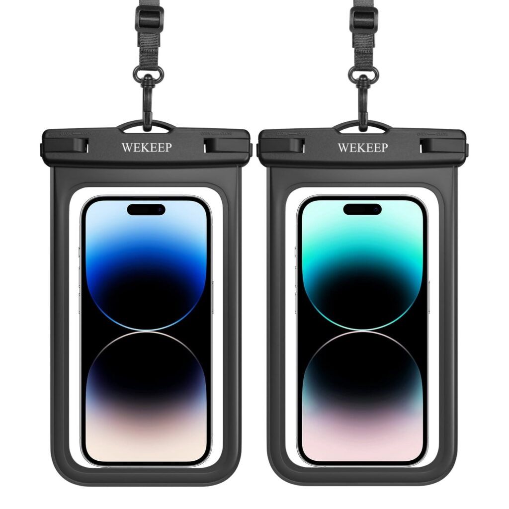 WEKEEP Waterproof Phone Pouch 2 Pack, IPX8 Cellphone Dry Bag Beach Essentials for Cruise Travel