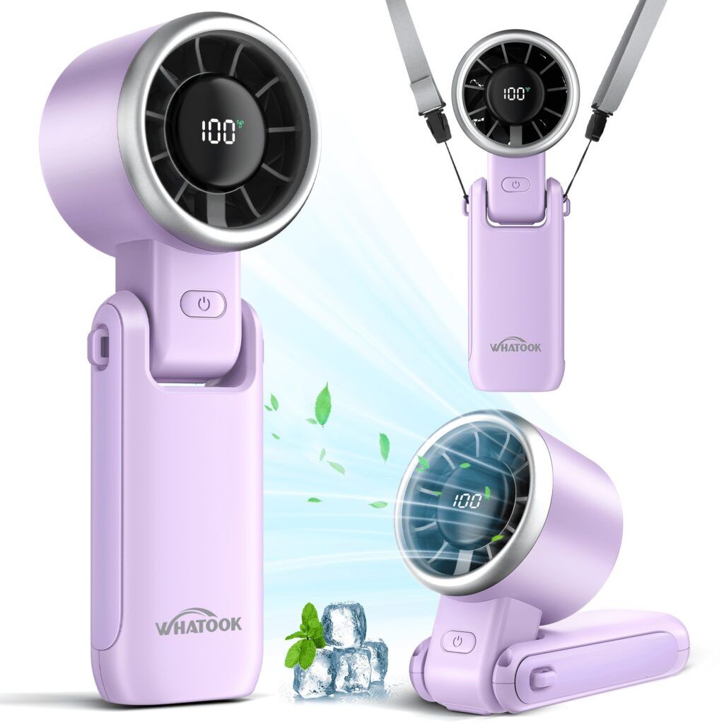 Portable Handheld Turbo Fan, 5 Gear Wind, Battery Operated, Up to 12 Working Hours, 3 IN 1 Hand Fan with Air Turbo Tech Cooling Fan for Outdoor Activities, Travel, Working(Purple)