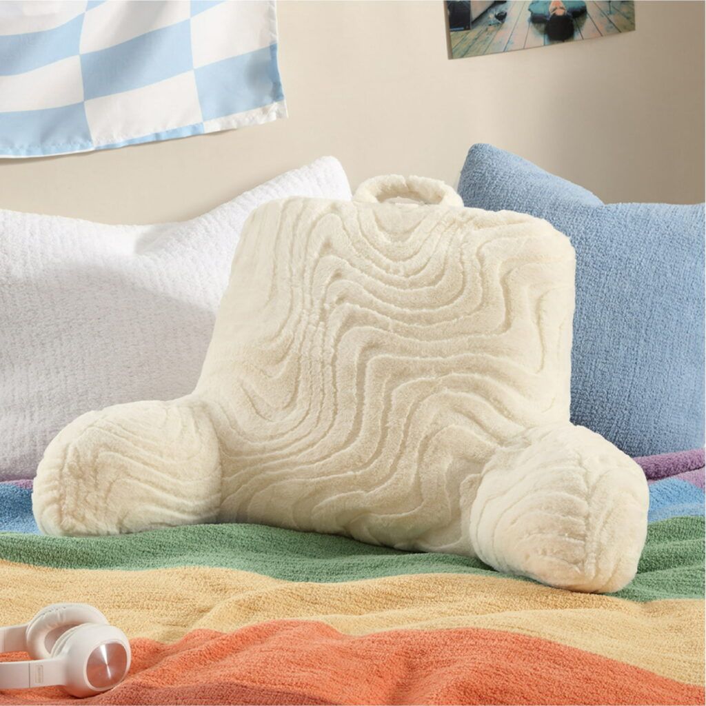 Urban Shop 32" x 10" x 16" Cream Groovy Backrest Bed Pillow