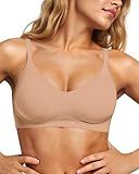 Vertvie Womens Seamless Jelly Bras No Underwire Comfort Push Up Bras Buttery Soft Wireless Bralette Full Coverage Sports Bra(Praline,Small)